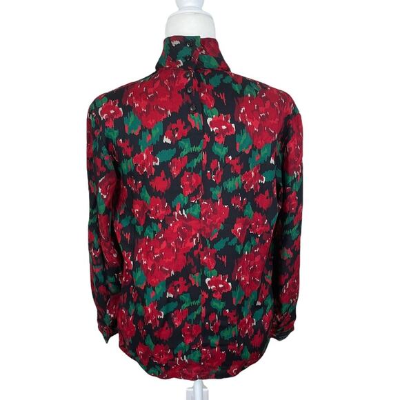 Vintage Pendleton Country Sophisticates Size 8 Floral Wool Blend Blouse Red - Picture 9 of 12